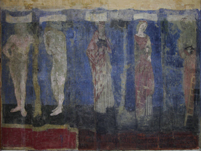 Red-House-Wallpainting,-l-to-r---Adam-Eve-Noah-Rachel-Jacob